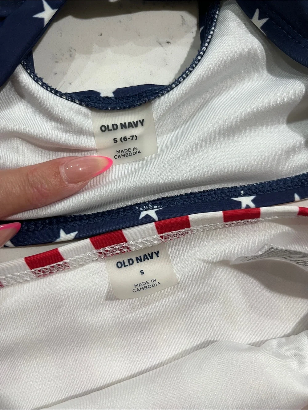Old Navy Navy Star Crop Top & Red Stripe Bikini Bottoms